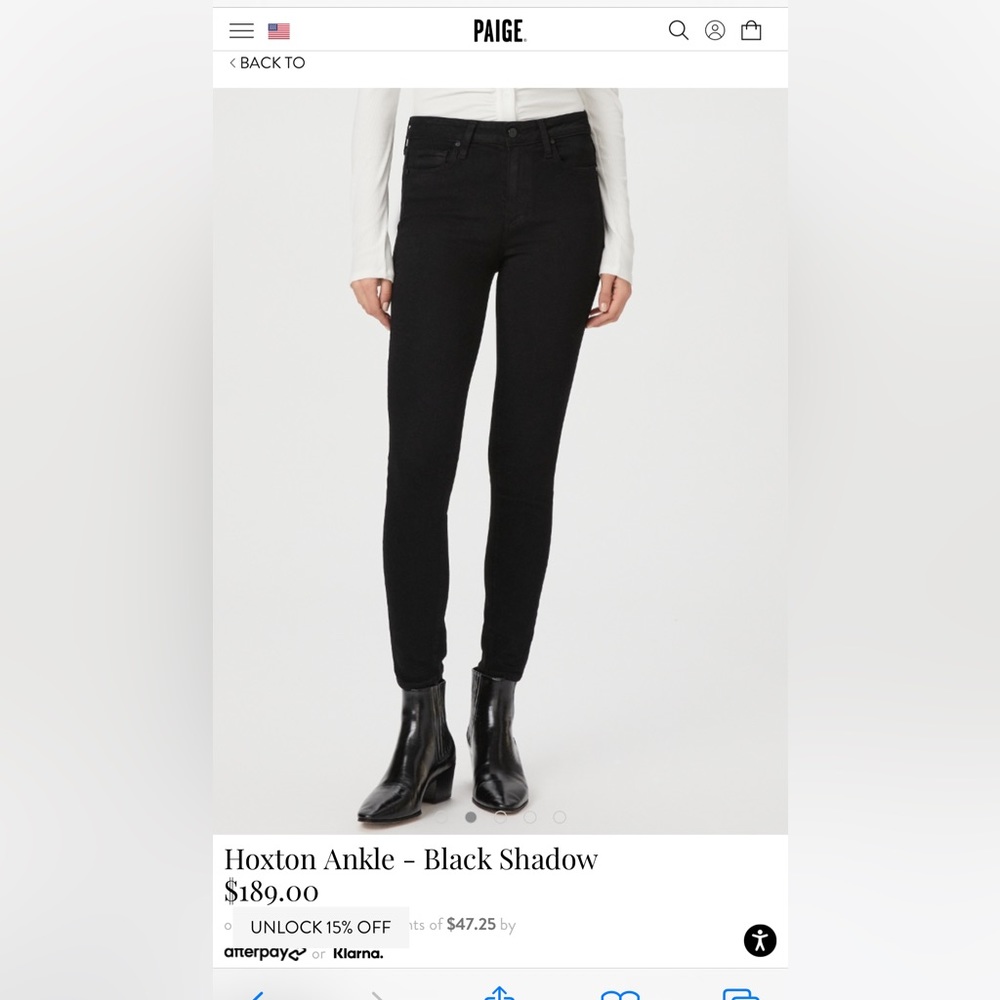 Like-new black Paige Haxton Ankle jeans